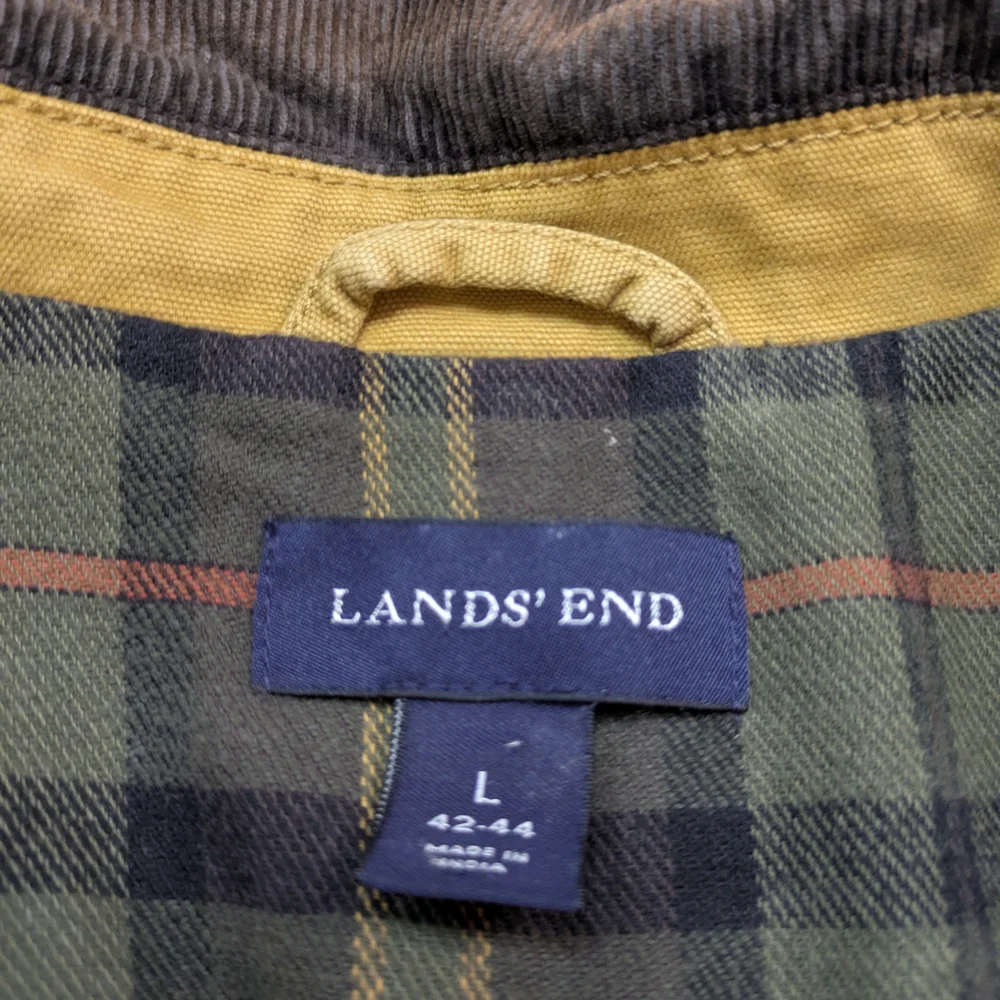 Lands End Chore Barn Jacket Men's Large Duck Canvas Lined Field Coat Brown Tan - Picture 5 of 11